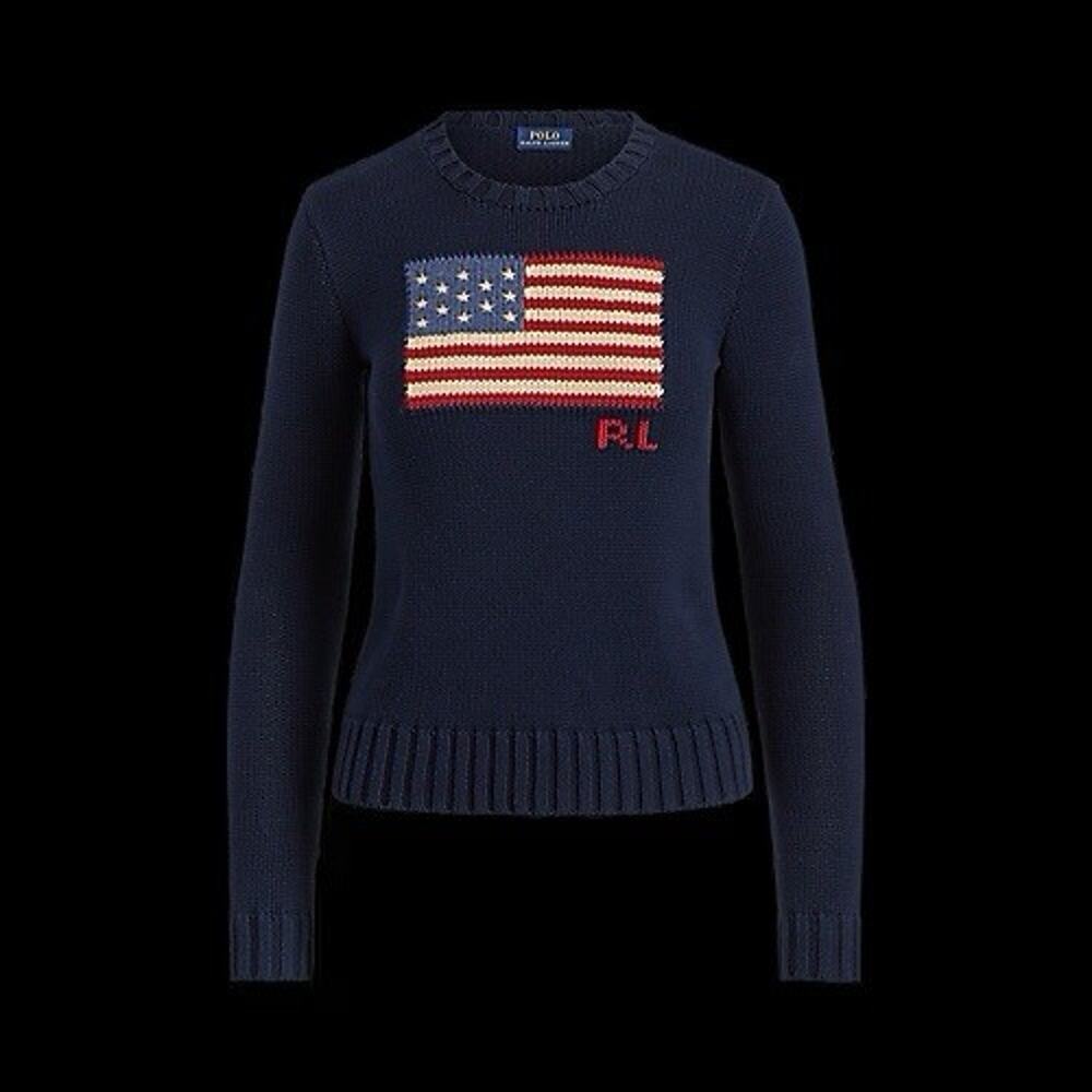 Polo Ralph Lauren Women's 100% Cotton USA Flag Sweater Sweater in Blue Size Med - Picture 4 of 6